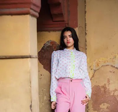 The Rebel Cord Turn Up Trousers | Pink City - Bombaby