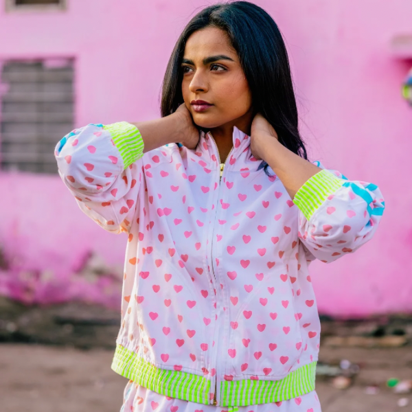 Twill Full - Zip Jacket | Rose Hearts PRE - ORDER - Bombaby