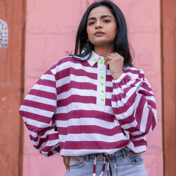 Twill Rugby Blouse | Merlot PRE - ORDER - Bombaby