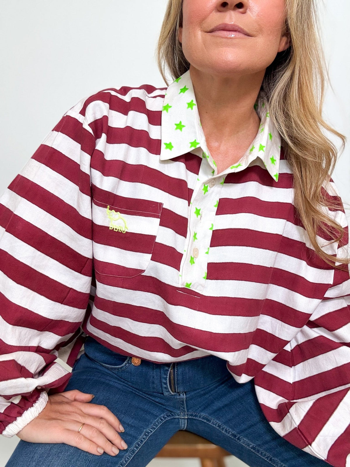 Twill Rugby Blouse | Merlot - Bombaby
