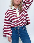 Twill Rugby Blouse | Merlot - Bombaby