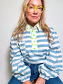 Twill Rugby Blouse | Mykonos Blue - Bombaby