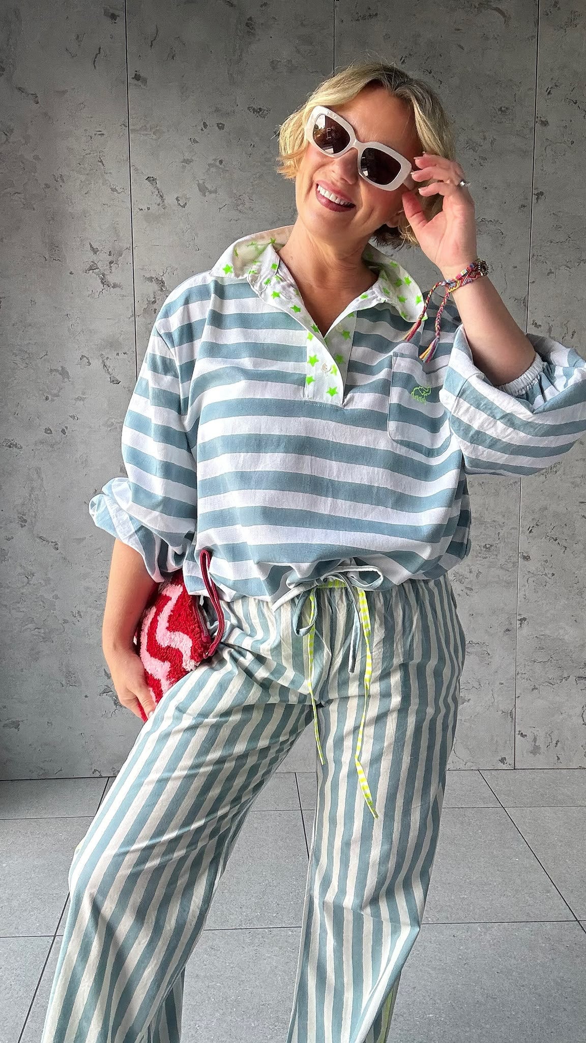 Twill Rugby Blouse | Mykonos Blue - Bombaby