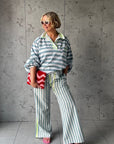 Twill Rugby Blouse | Mykonos Blue - Bombaby