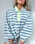 Twill Rugby Blouse | Mykonos Blue - Bombaby