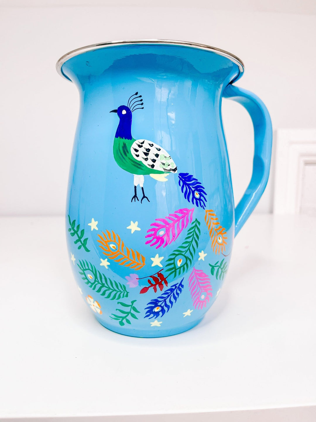 Blue Enamel Jug | Magical Peacock - Bombaby