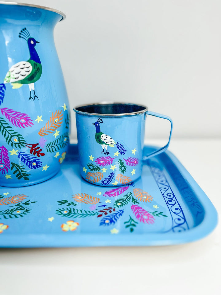 Blue Enamel Mug | Magical Peacock - Bombaby