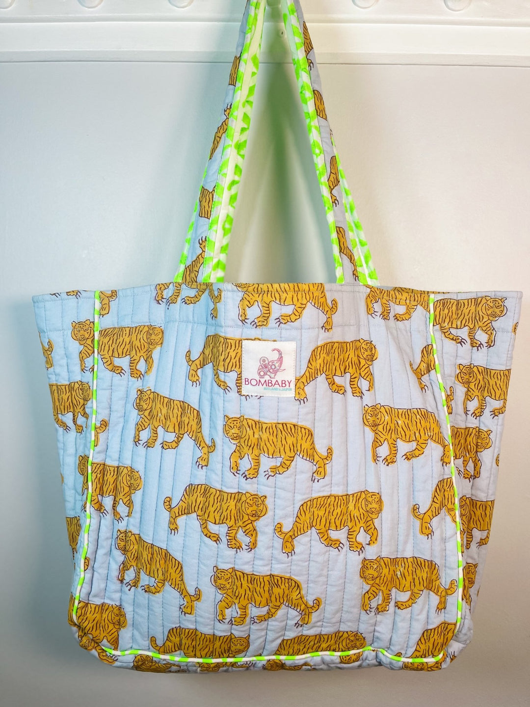 Blue Tiger | Handmade Quilted Tote Bag - Bombaby