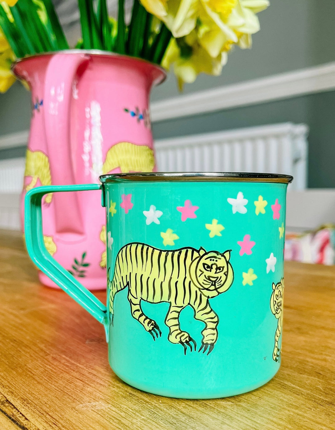 Enamel Mug | Green Tiger & Stars ⭐ - Bombaby