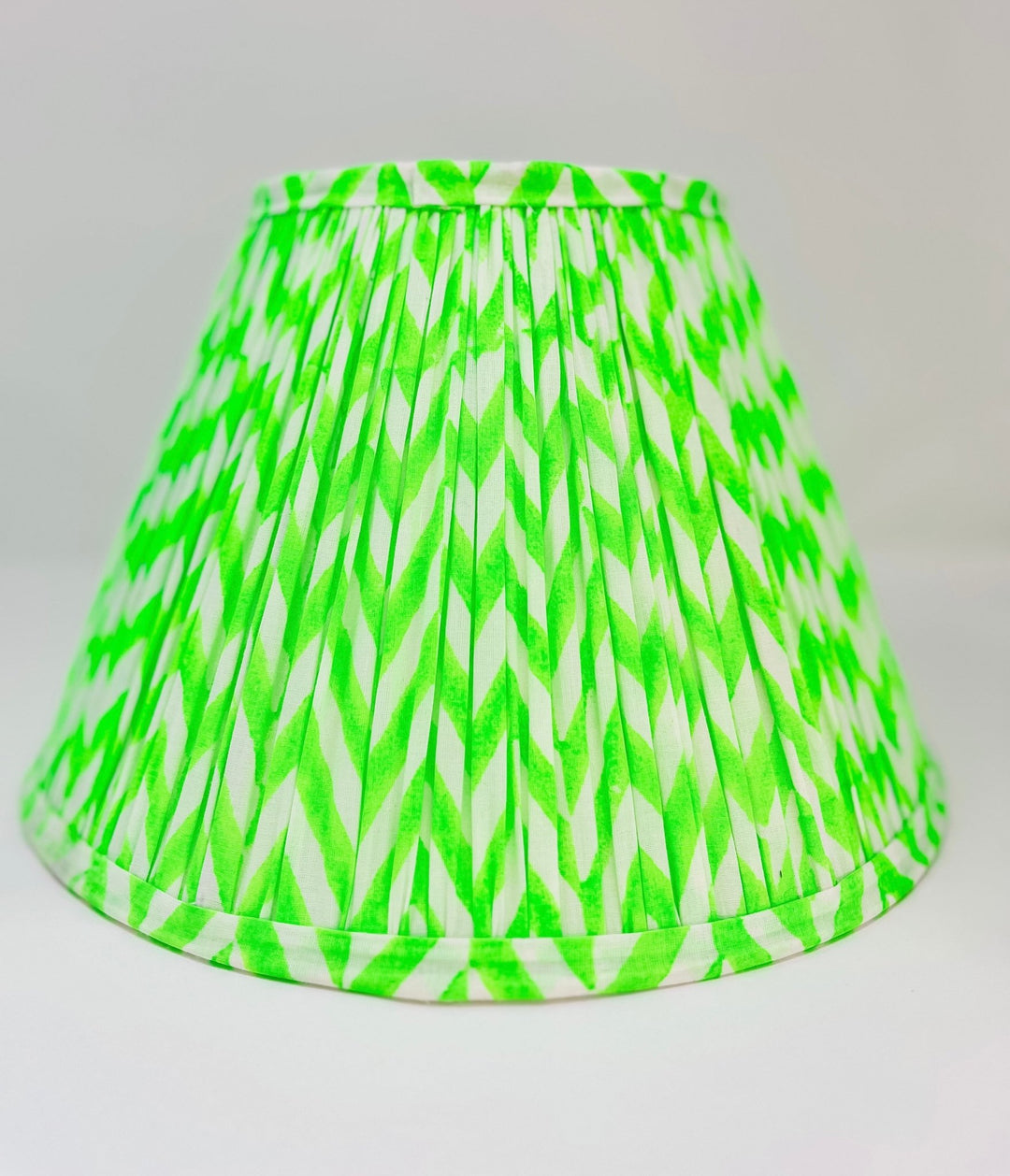 Handmade Block Print Cotton Lampshade | Neon Green - Bombaby