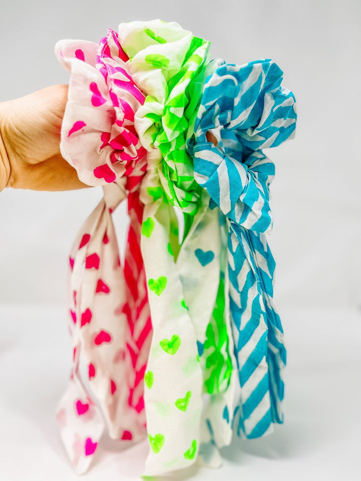 Handmade Block Print Cotton Scrunchies - Bombaby
