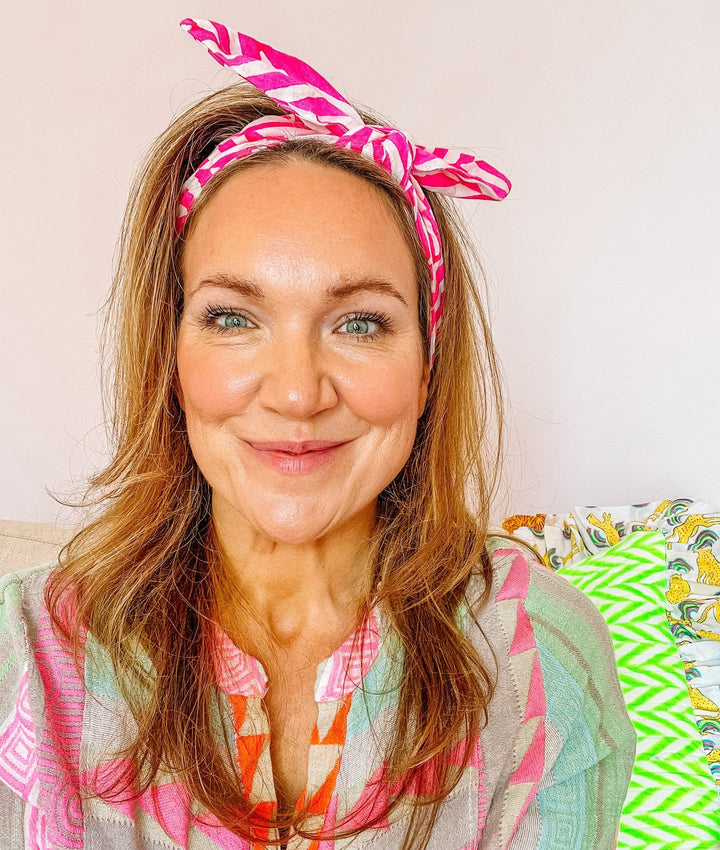 Handmade Block Print Headband | Bow - Bombaby