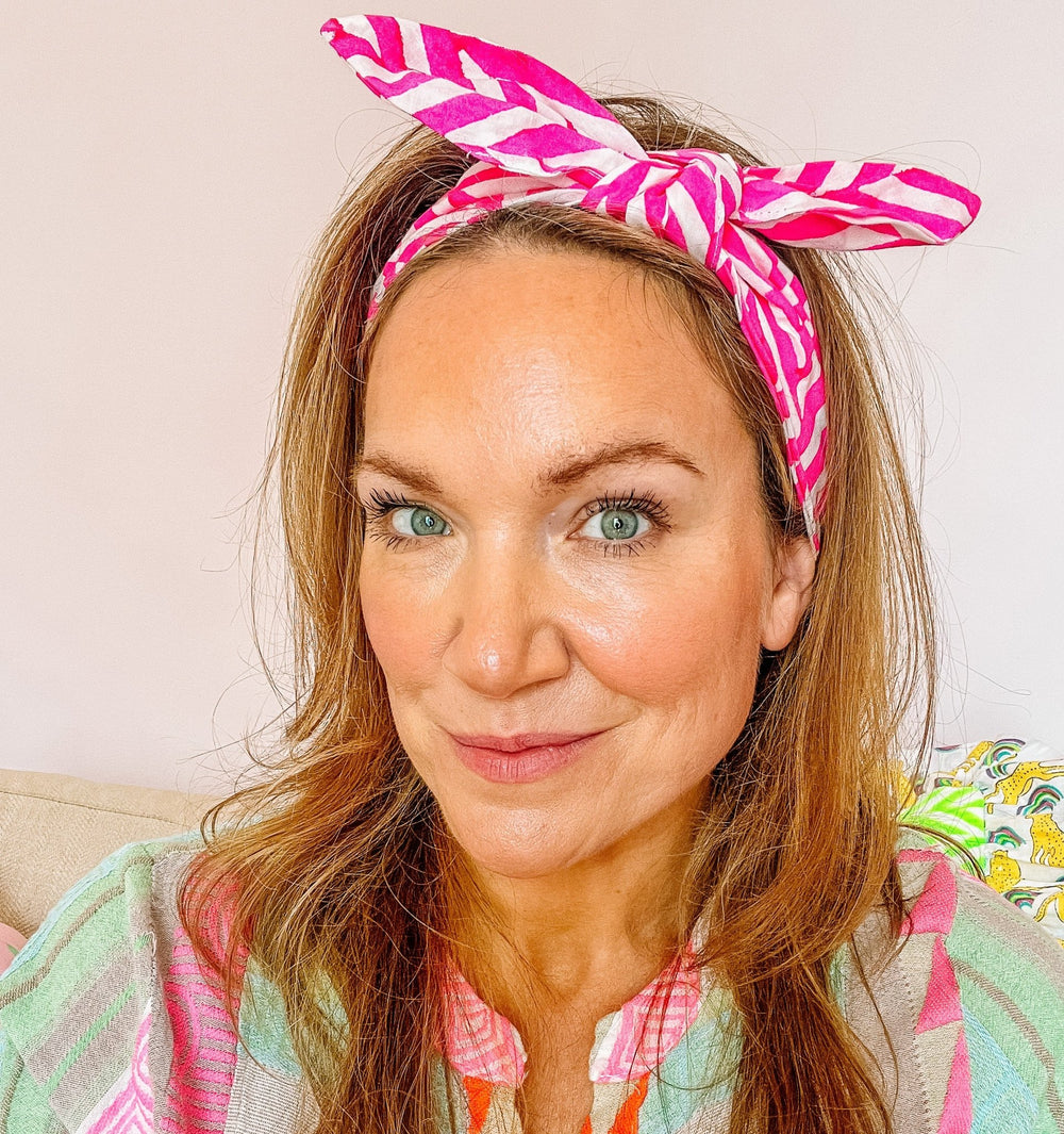 Handmade Block Print Headband | Bow - Bombaby