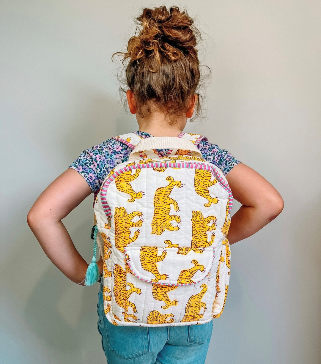 Handmade Children's Quilted Backpack - Indian Tiger - Bombaby