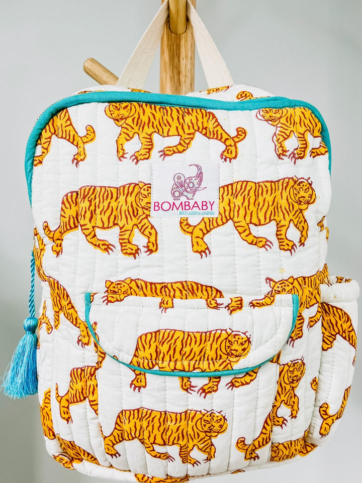 Handmade Children's Quilted Backpack | Indian Tiger - Bombaby