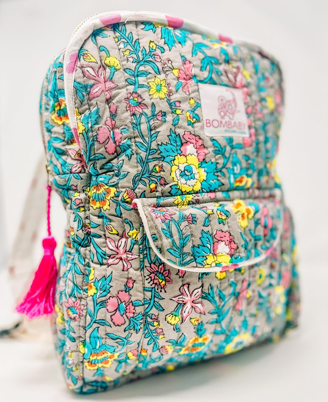 Handmade Children's Quilted Backpack | Lata Floral - Bombaby