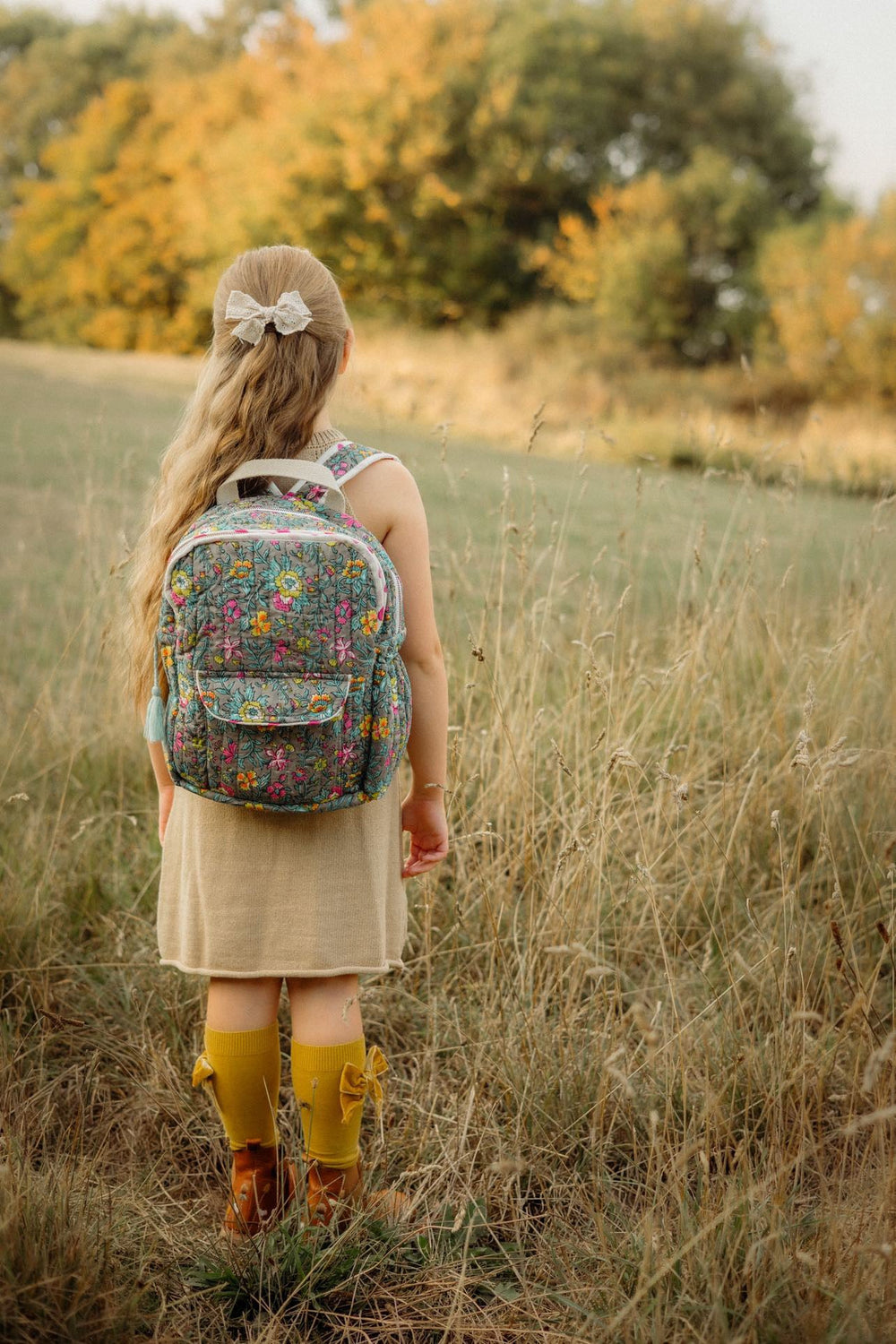 Handmade Children's Quilted Backpack | Lata Floral - Bombaby