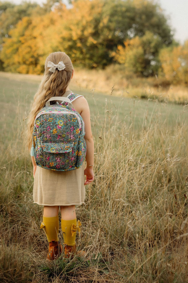 Handmade Children's Quilted Backpack | Lata Floral - Bombaby