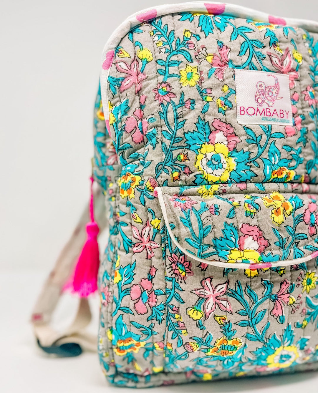 Handmade Children's Quilted Backpack | Lata Floral - Bombaby