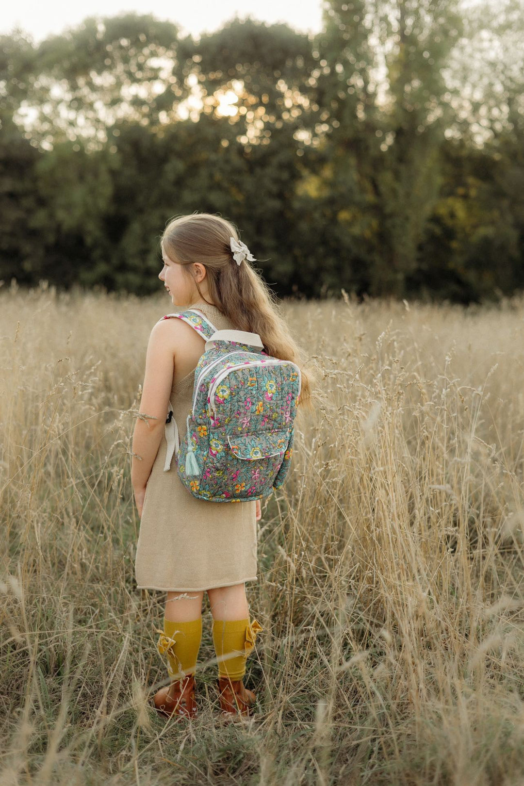 Handmade Children's Quilted Backpack | Lata Floral - Bombaby