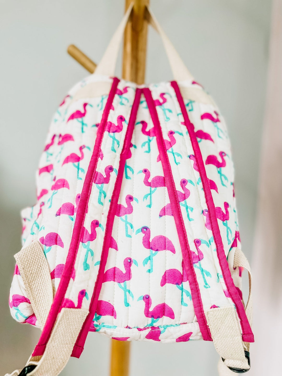 Handmade Children's Quilted Backpack | Pink Flamingo - Bombaby