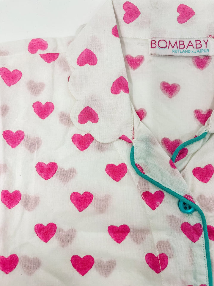 Handmade Cotton Heart Print Pyjamas - Adult - Bombaby