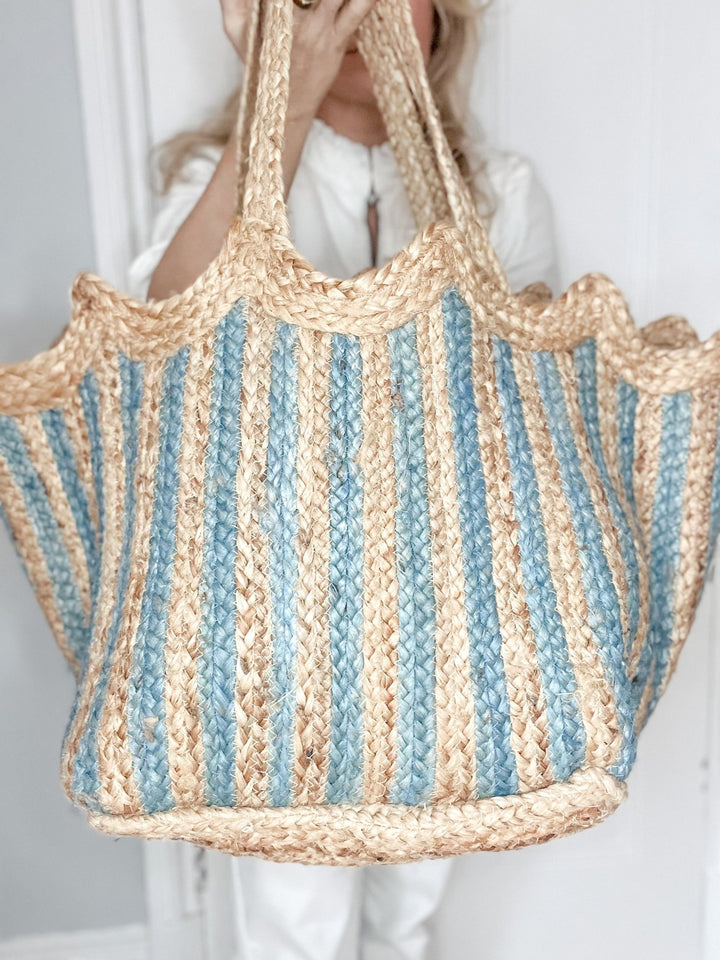 Handmade Jute Scallop Bag | Blue - Bombaby