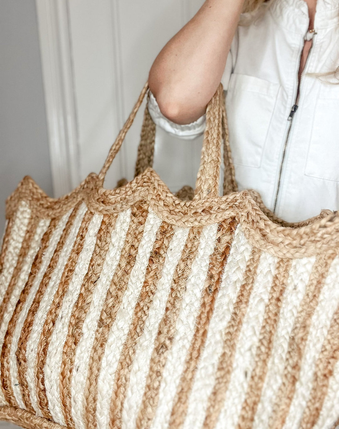 Handmade Jute Scallop Bag | Cream - Bombaby