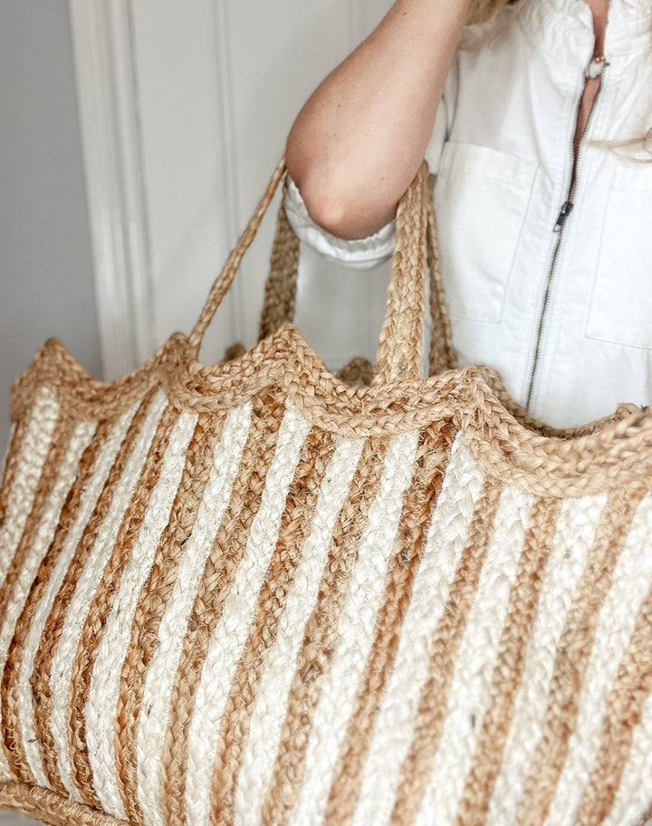 Handmade Jute Scallop Bag | Cream - Bombaby