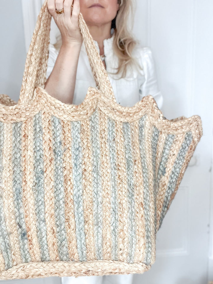 Handmade Jute Scallop Bag | Grey - Bombaby