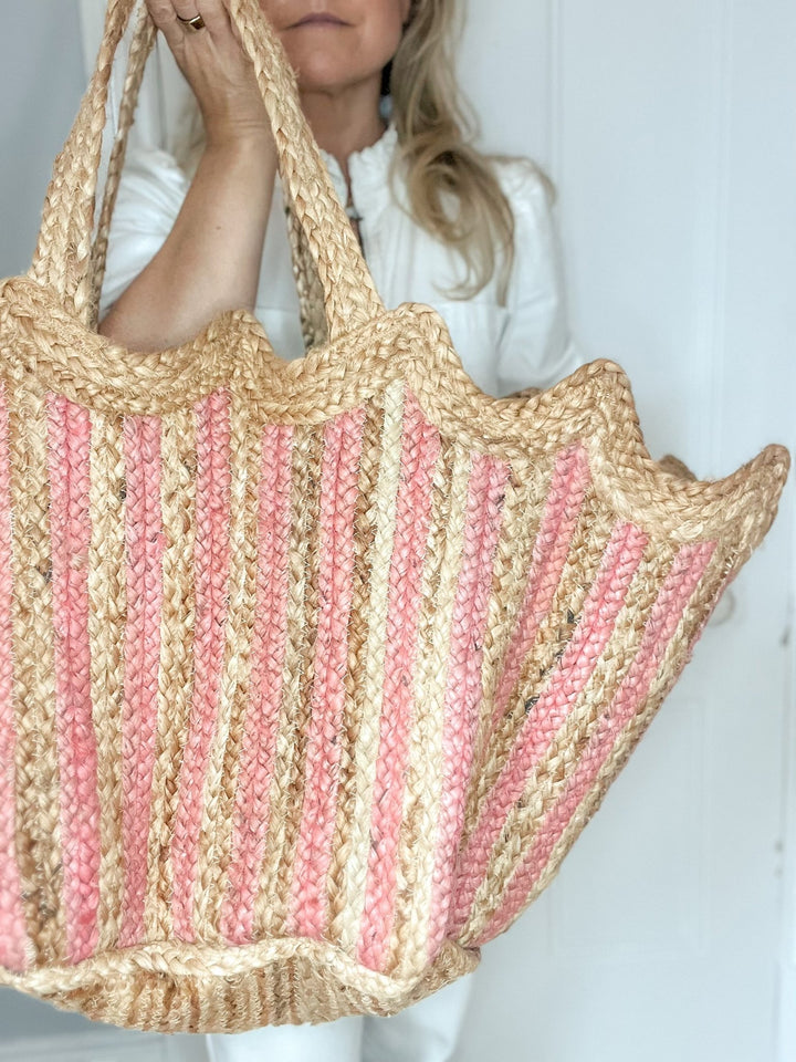 Handmade Jute Scallop Bag | Pink - Bombaby