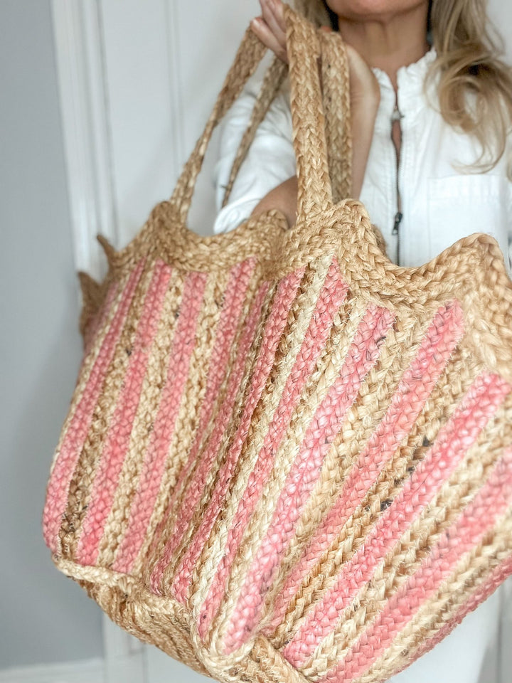 Handmade Jute Scallop Bag | Pink - Bombaby