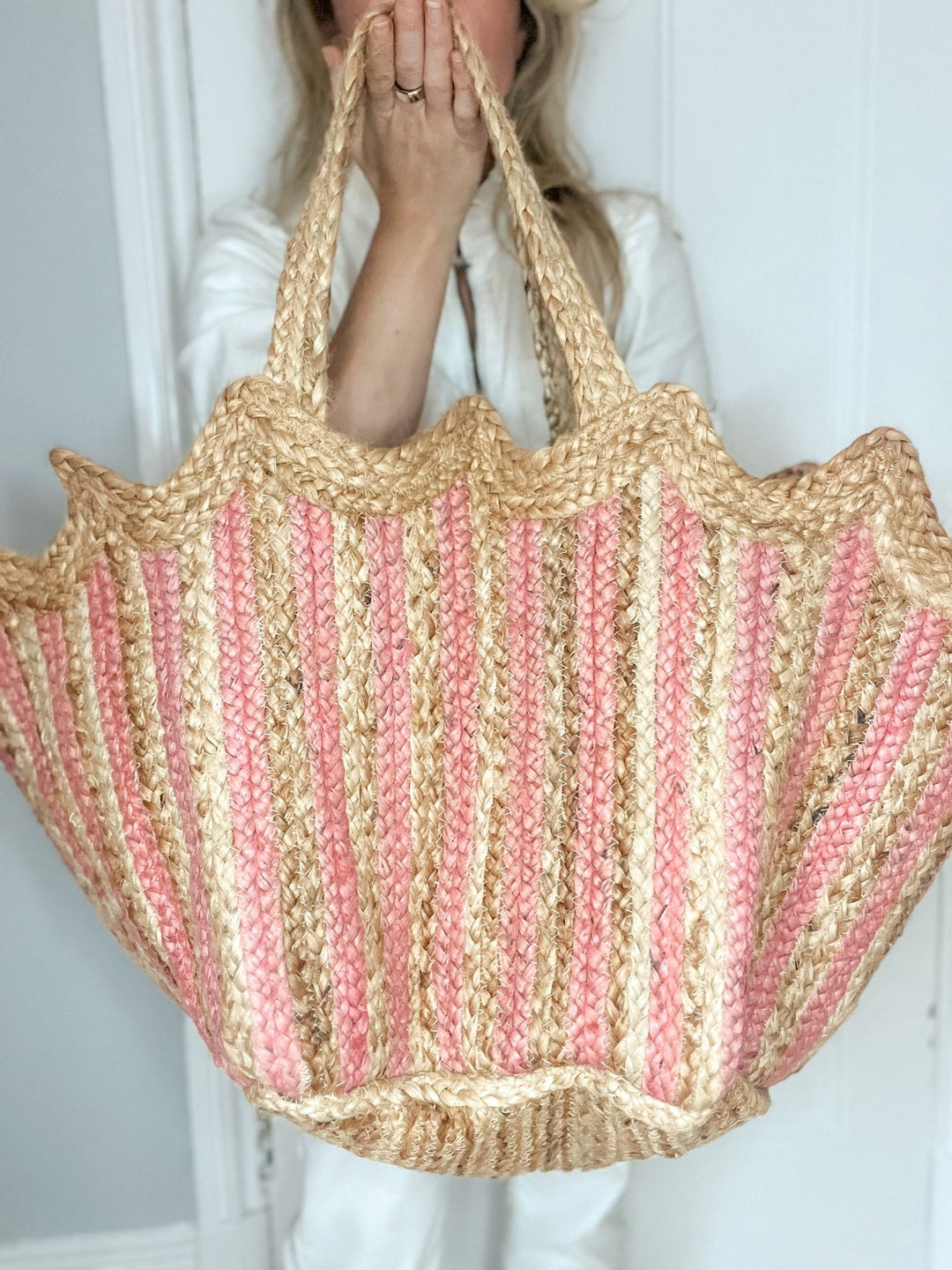 Handmade Jute Scallop Bag | Pink - Bombaby