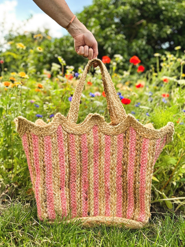 Handmade Jute Scallop Bag | Pink - Bombaby