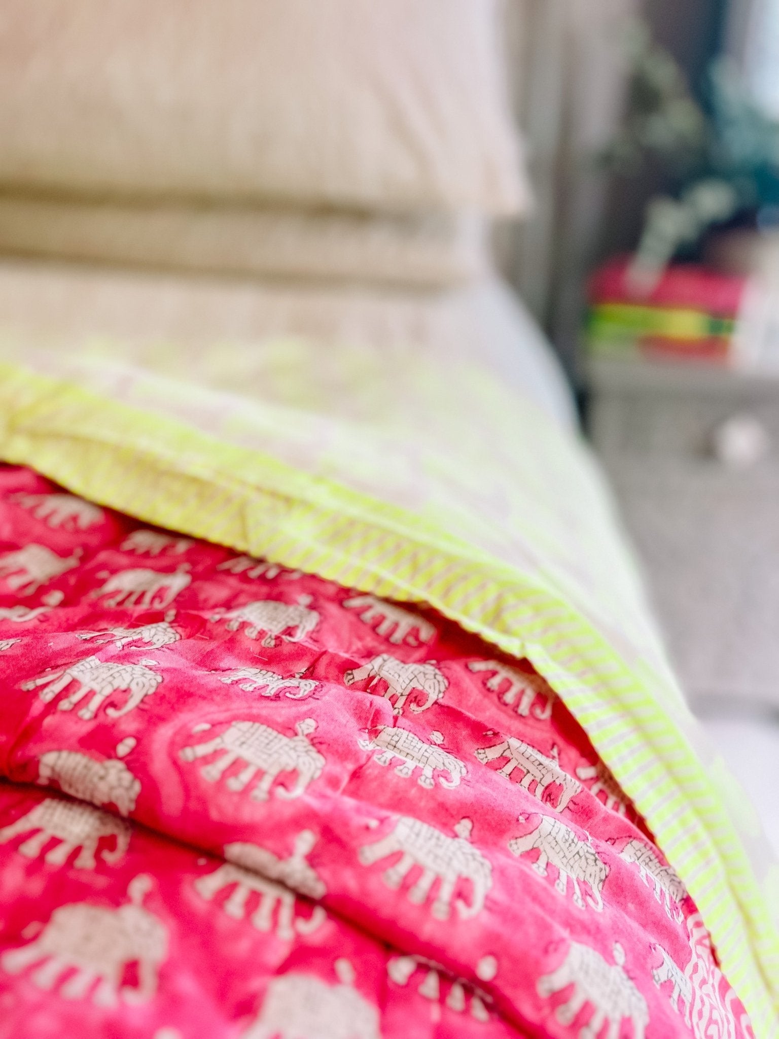 Handmade Pink &amp; Neon Heirloom Quilt | Ltd Edition - Bombaby