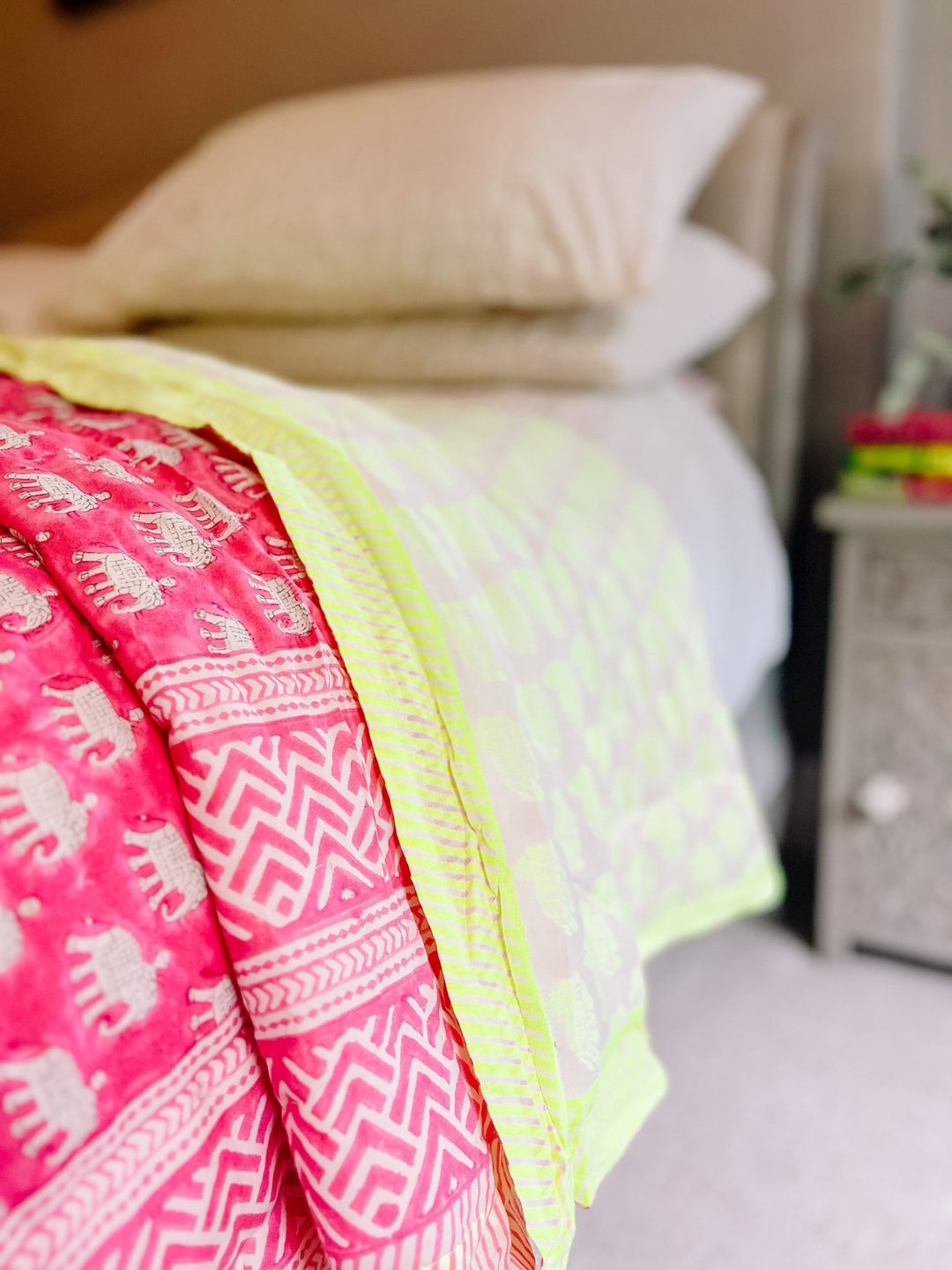 Handmade Pink & Neon Heirloom Quilt | Ltd Edition - Bombaby