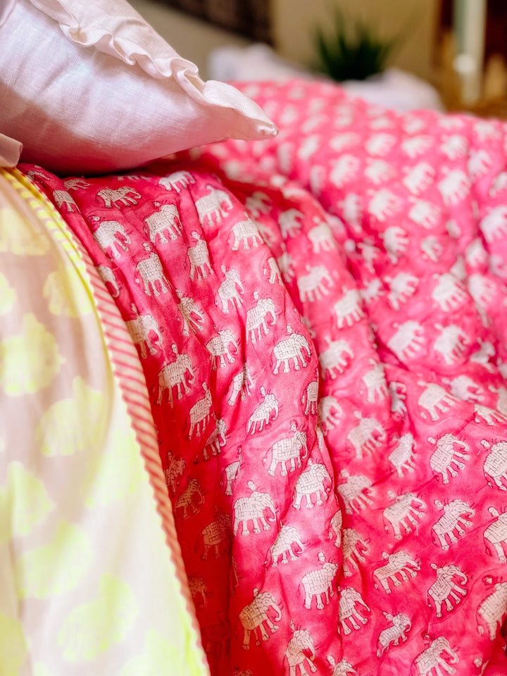 Handmade Pink & Neon Heirloom Quilt | Ltd Edition - Bombaby