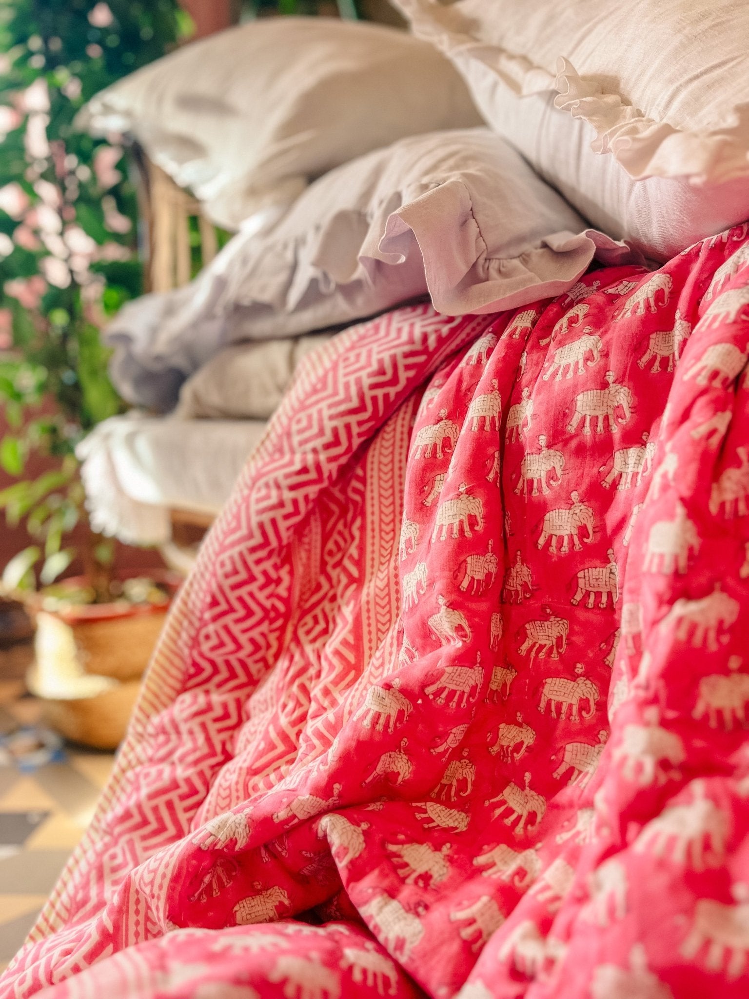 Handmade Pink &amp; Neon Heirloom Quilt | Ltd Edition - Bombaby
