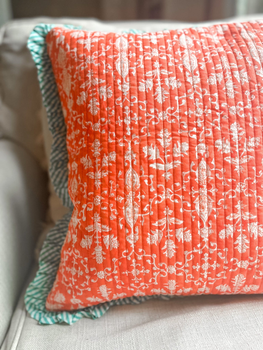 Handmade Quilted Heirloom Cushion - Saffy - Bombaby