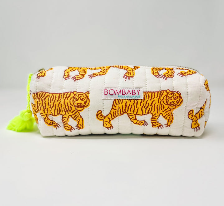 Handmade Quilted Pencil Case - Indian Tiger - Bombaby