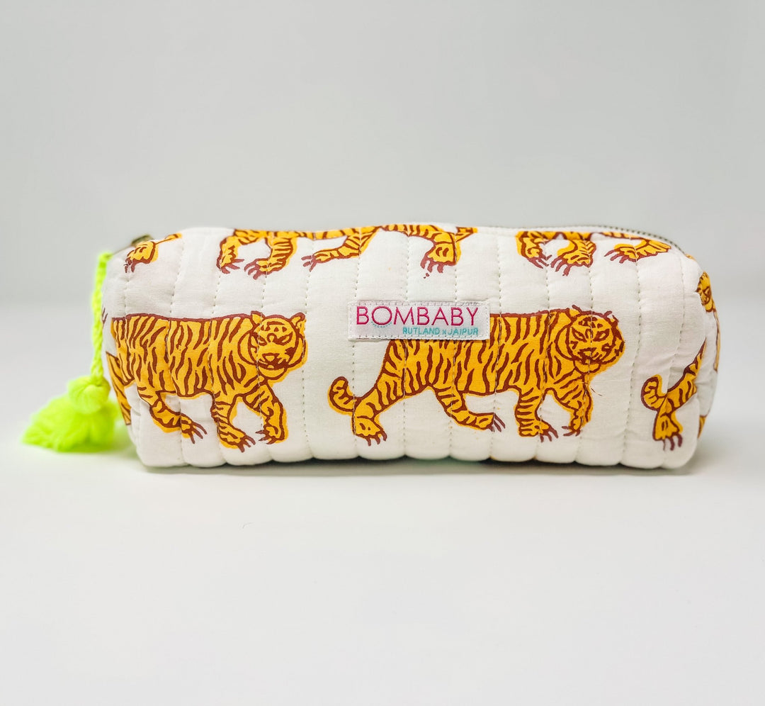 Handmade Quilted Pencil Case - Indian Tiger - Bombaby