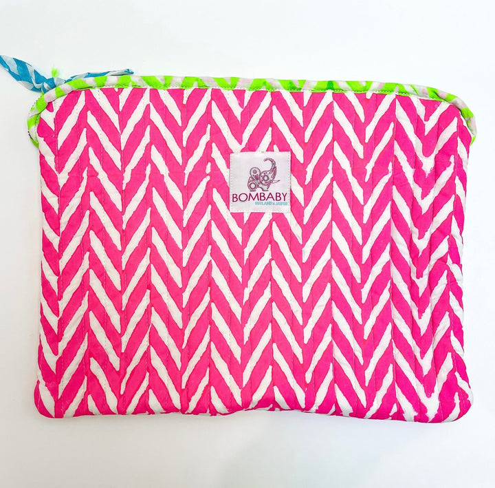 Handmade Quilted Pouch | Neon Pink - Bombaby