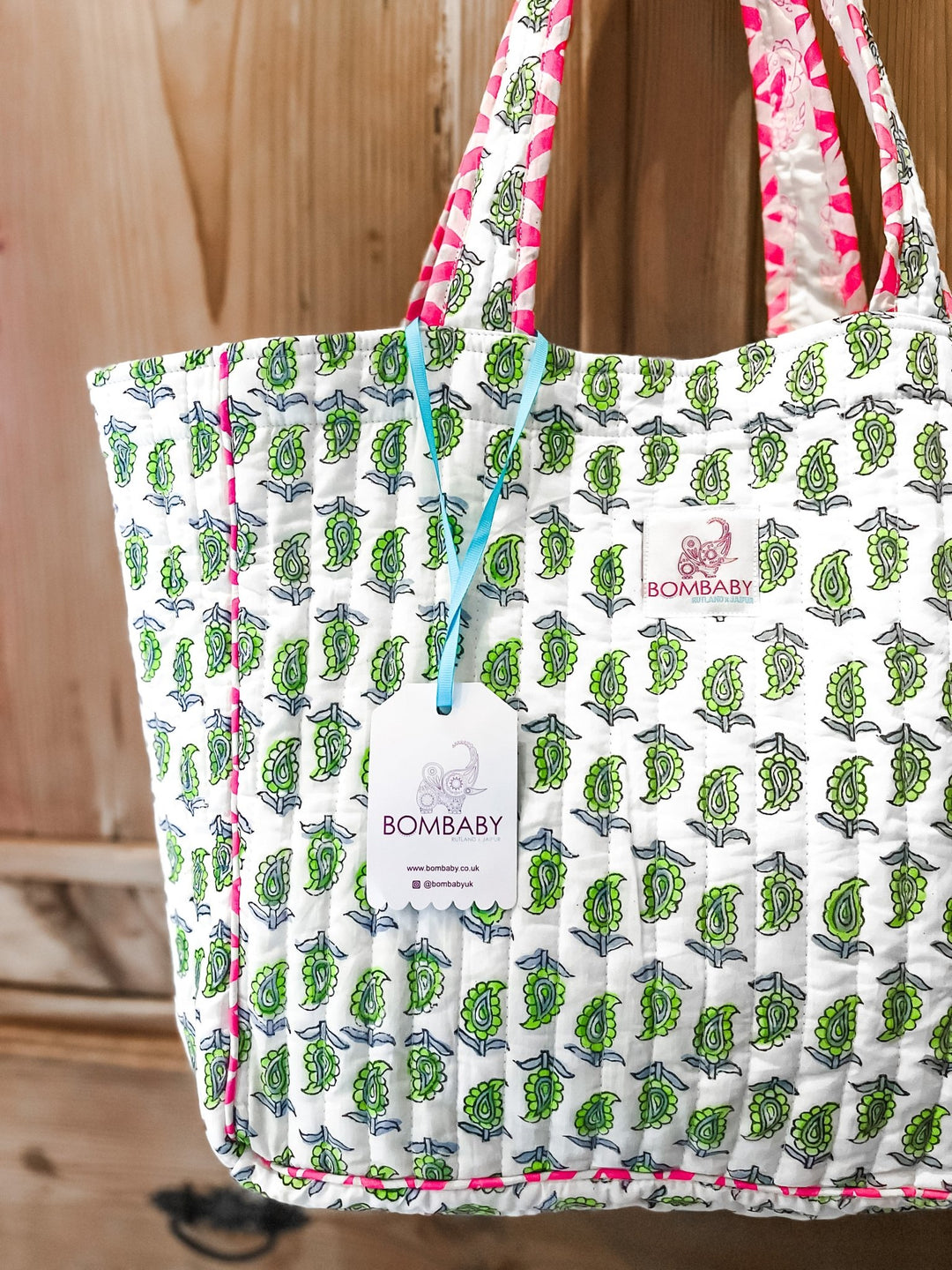 Handmade Quilted Tote Bag | Neon Paisley - Bombaby