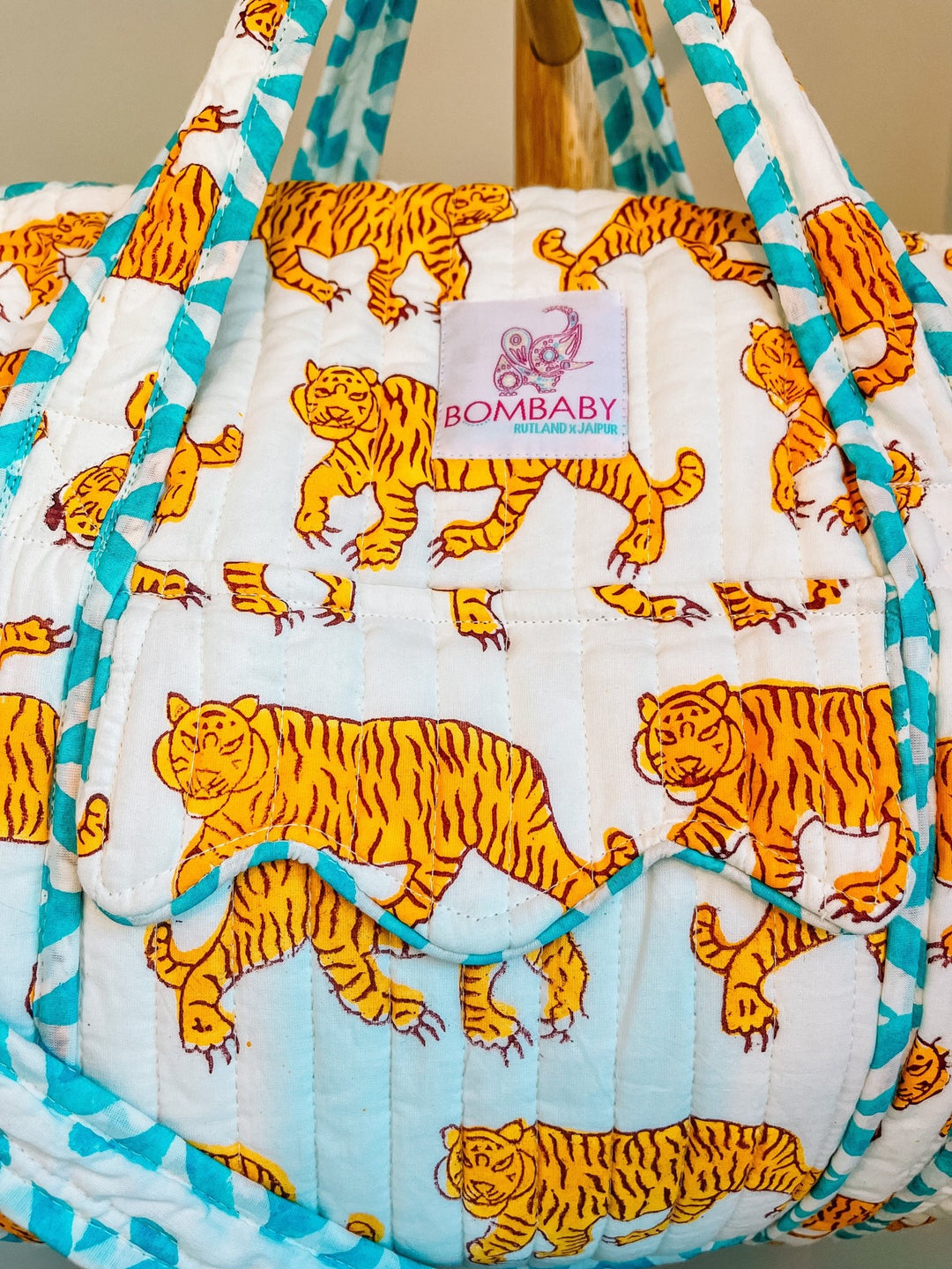 Handmade Quilted Weekend Bag | Indian Tiger - Bombaby