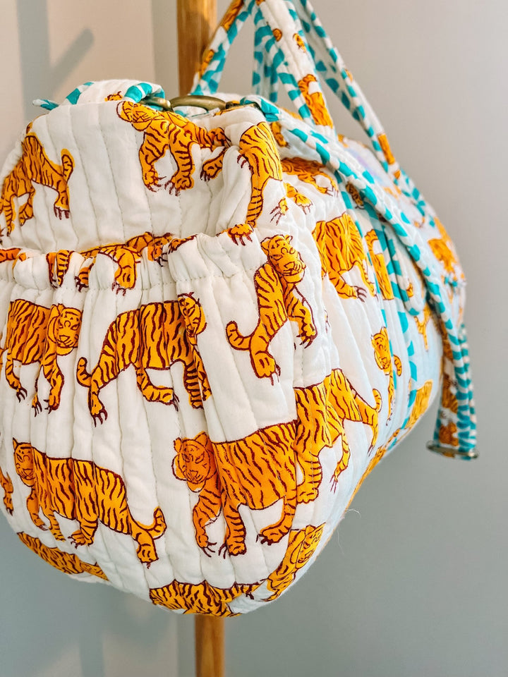Handmade Quilted Weekend Bag | Indian Tiger - Bombaby