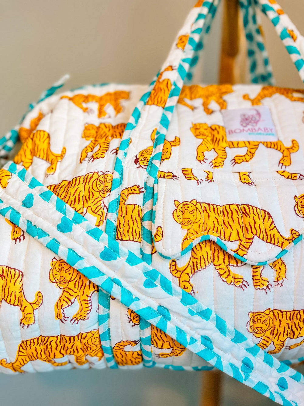 Handmade Quilted Weekend Bag | Indian Tiger - Bombaby