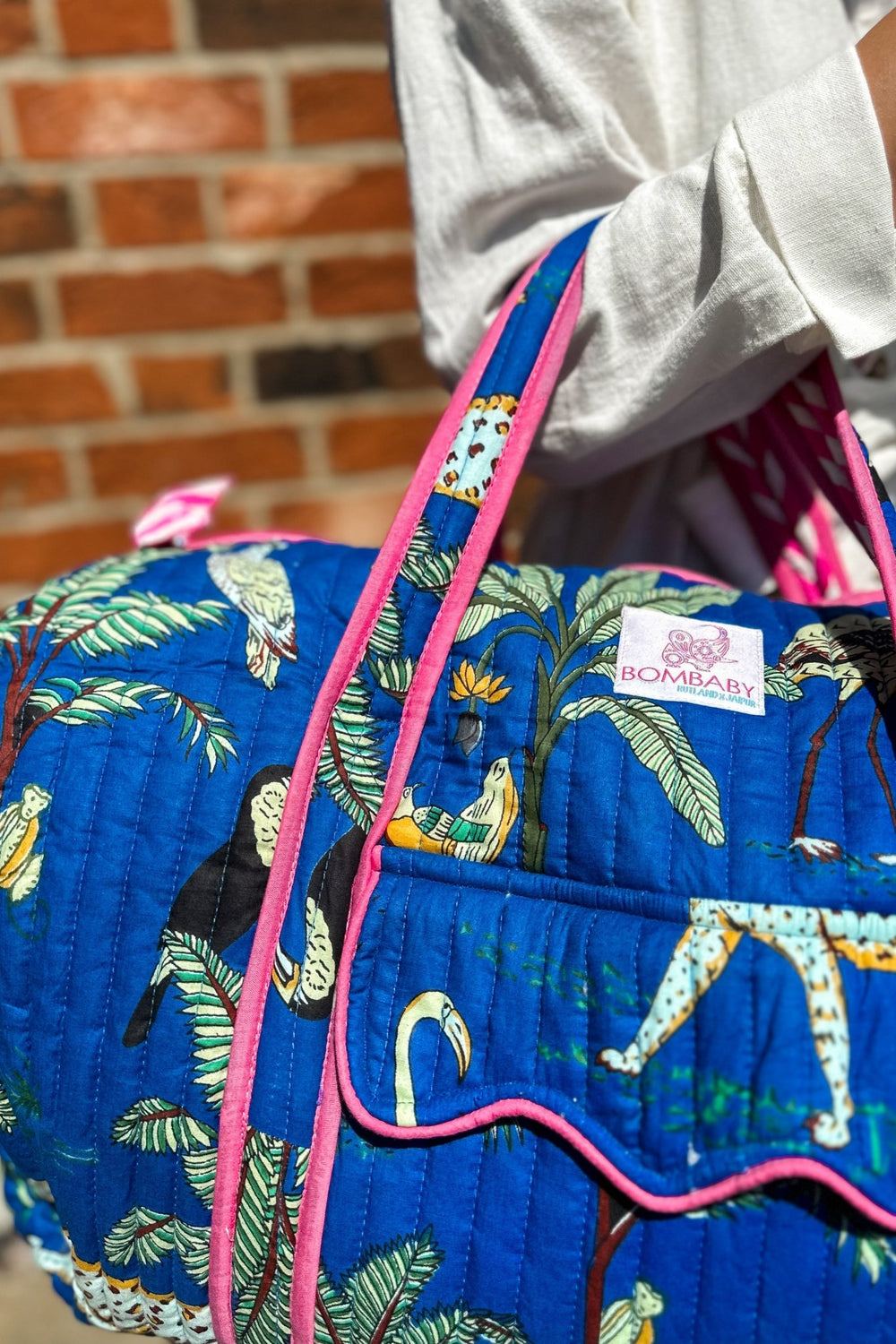 Handmade Quilted Weekend Bag | Jungle Blue - Bombaby