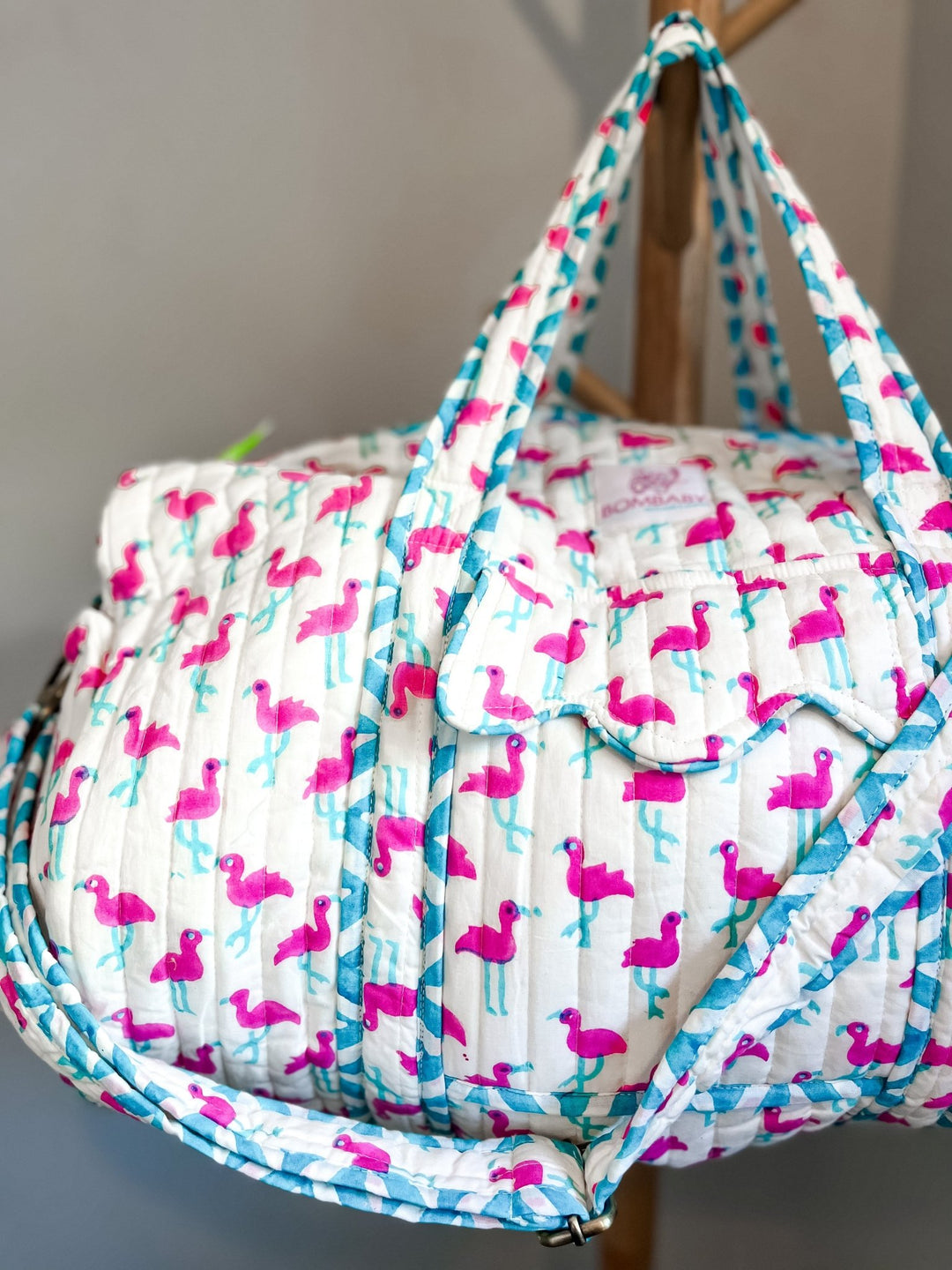 Handmade Quilted Weekend Bag | Pink Flamingo - Bombaby