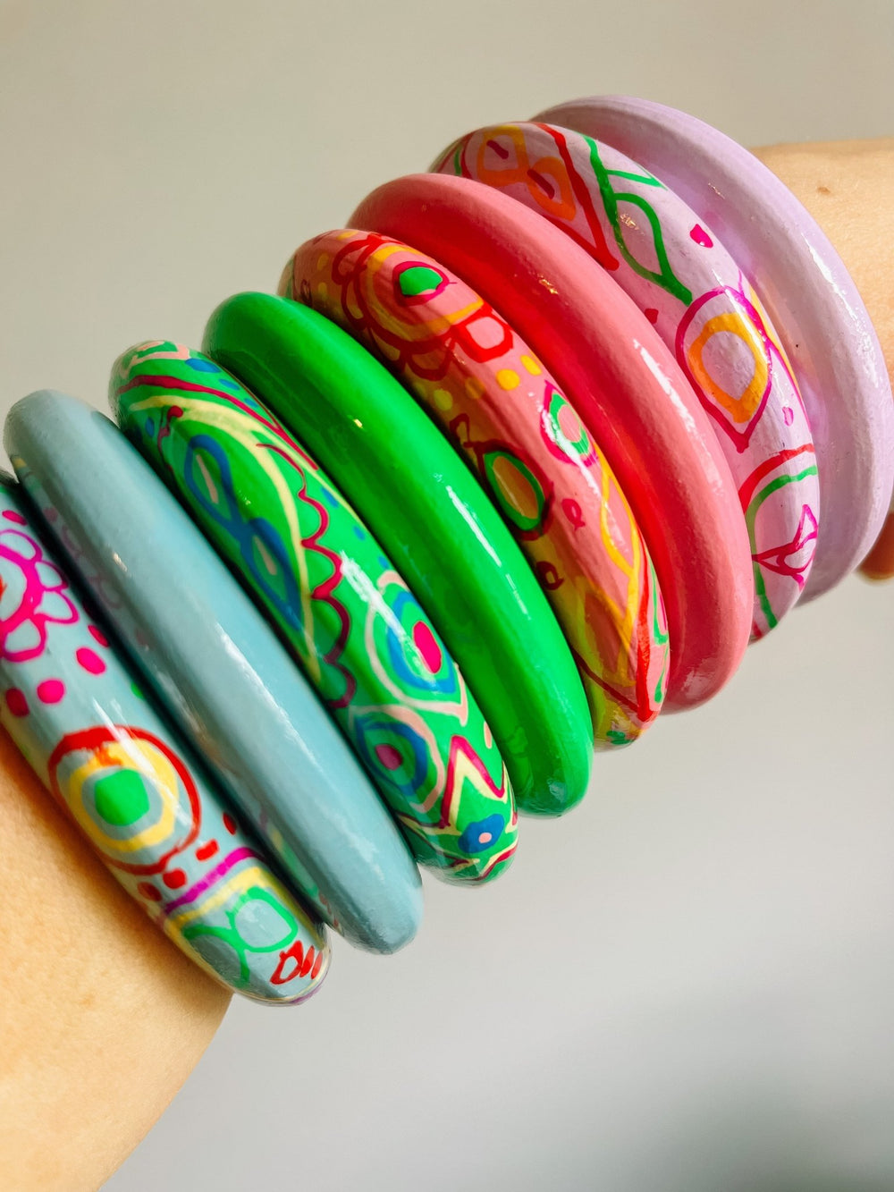 Handmade Wooden Boho Bangles - Bombaby