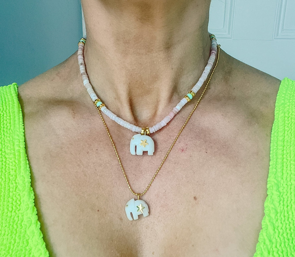 Hathi | Pink Opal Necklace - Bombaby